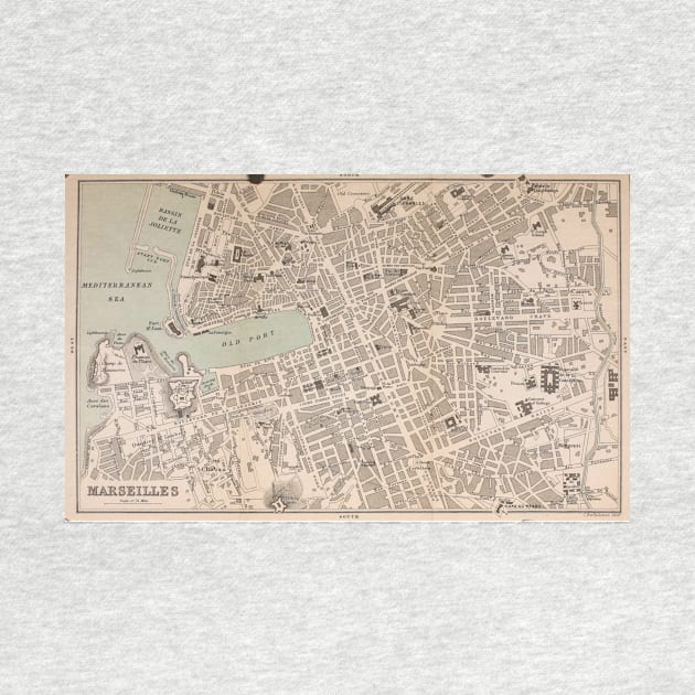 Vintage Map of Marseille France (1896) by Bravuramedia